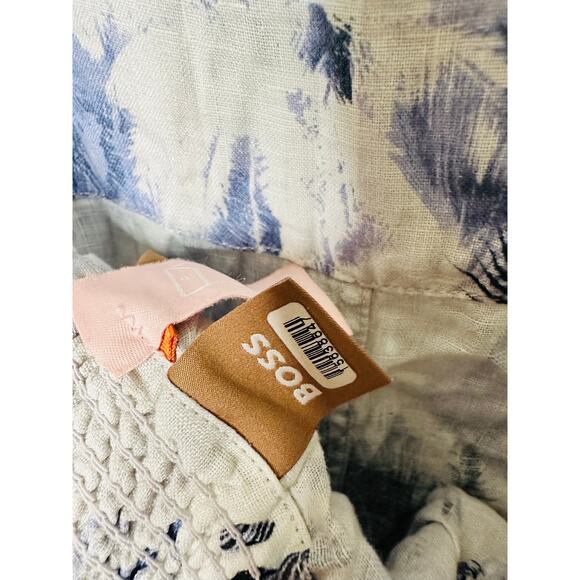 BOSS Blue Floral 100% Linen Open-Waist Square Neckline Summer Dress Size US 4 - Picture 13 of 16